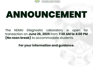 NDMU Diagnostic Lab Open on June 26 for Students