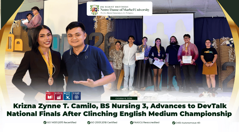 NDMU Dominates National DevTalk Mindanao 2026, Sends Two Champions to National Competition | Krizna Zynne T. Camilo, BS Nursing 3, Advances to DevTalk National Finals After Clinching English Medium C