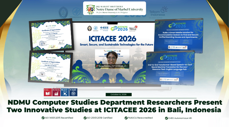 NDMU Computer Studies Department Researchers Present Two Innovative Studies at ICITACEE 2026 in Bali, Indonesia