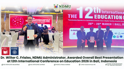 Dr. Wilter C. Friales, NDMU Administrator, Awarded Overall Best Presentation at 12th International Conference on Education 2026 in Bali, Indonesia