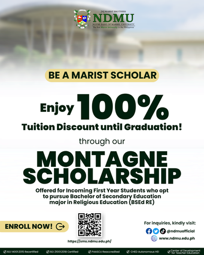 100% Tuition Discount at NDMU: Apply Now for the Montagne Scholarship (BSEd Religious Education)