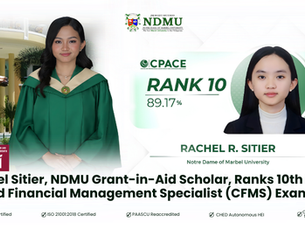 Rachel Sitier, NDMU Grant-in-Aid Scholar, Ranks 10th in the Certified Financial Management Specialist (CFMS) Examination