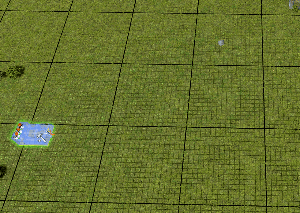It is possible to also place buildings in a grid, with configurable spacing.