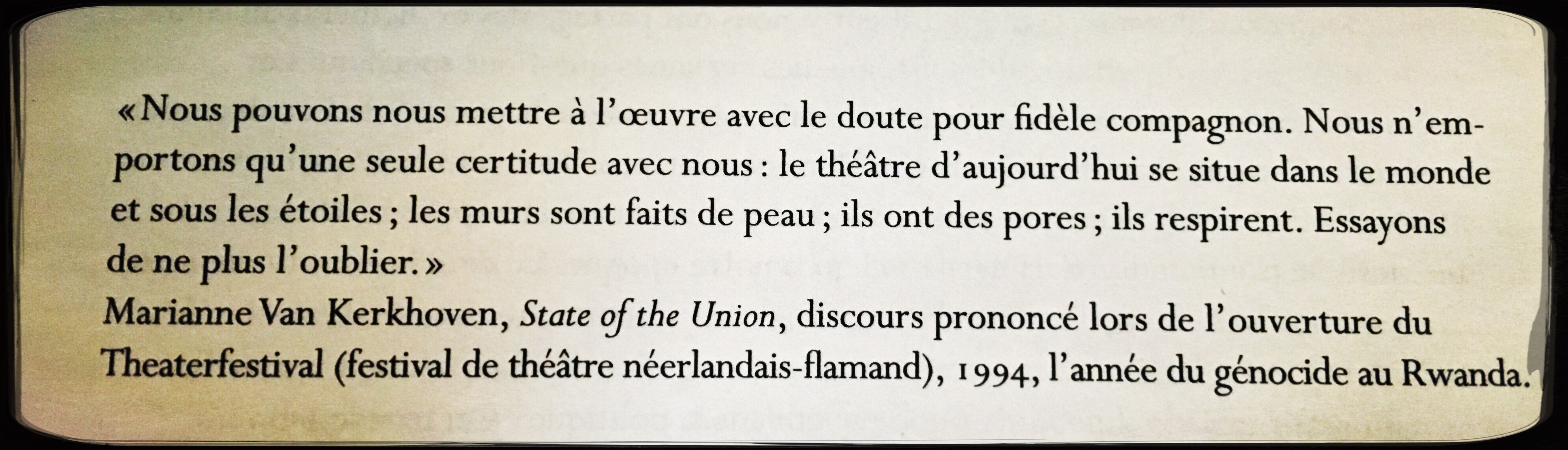 Citation de Marianne Van Kerkhoven