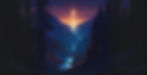 There is a ray of light at the bottom of a dark valley at nighttime. The image is in dark