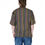 Thumbnail: Green Red Tones Woven Cotton  Nepal Stripe Stonewash Short Sleeve Shirt SH419