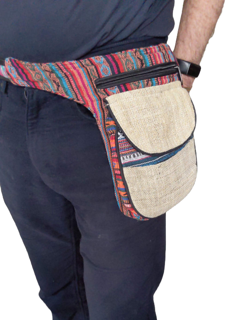 Thumbnail: Hemp Cotton Belt Bag with Two Zip Compatments Adjustable size