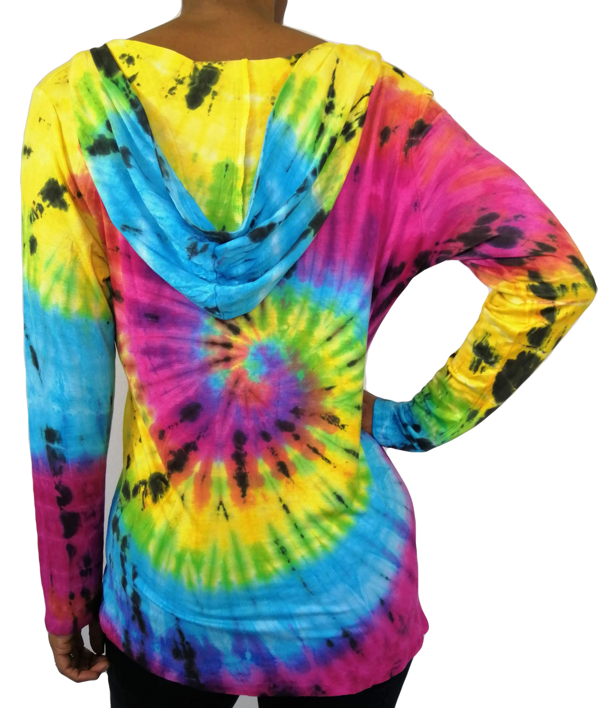 Long Sleeve Tie Dye Hooded Top