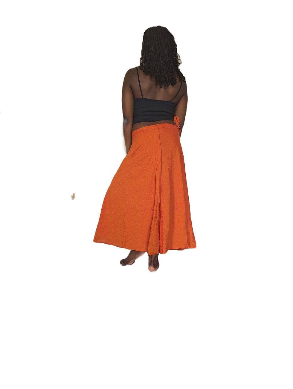 Thumbnail: 3/4 Length Plain Woven Print Cotton Wrap Skirt