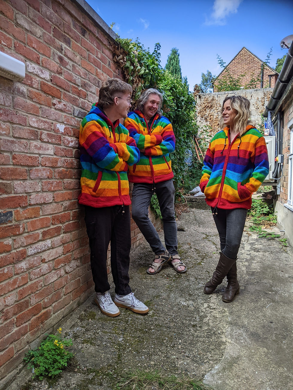 Thumbnail: Rainbow Stripe Wool Jacket with Fleece Lining