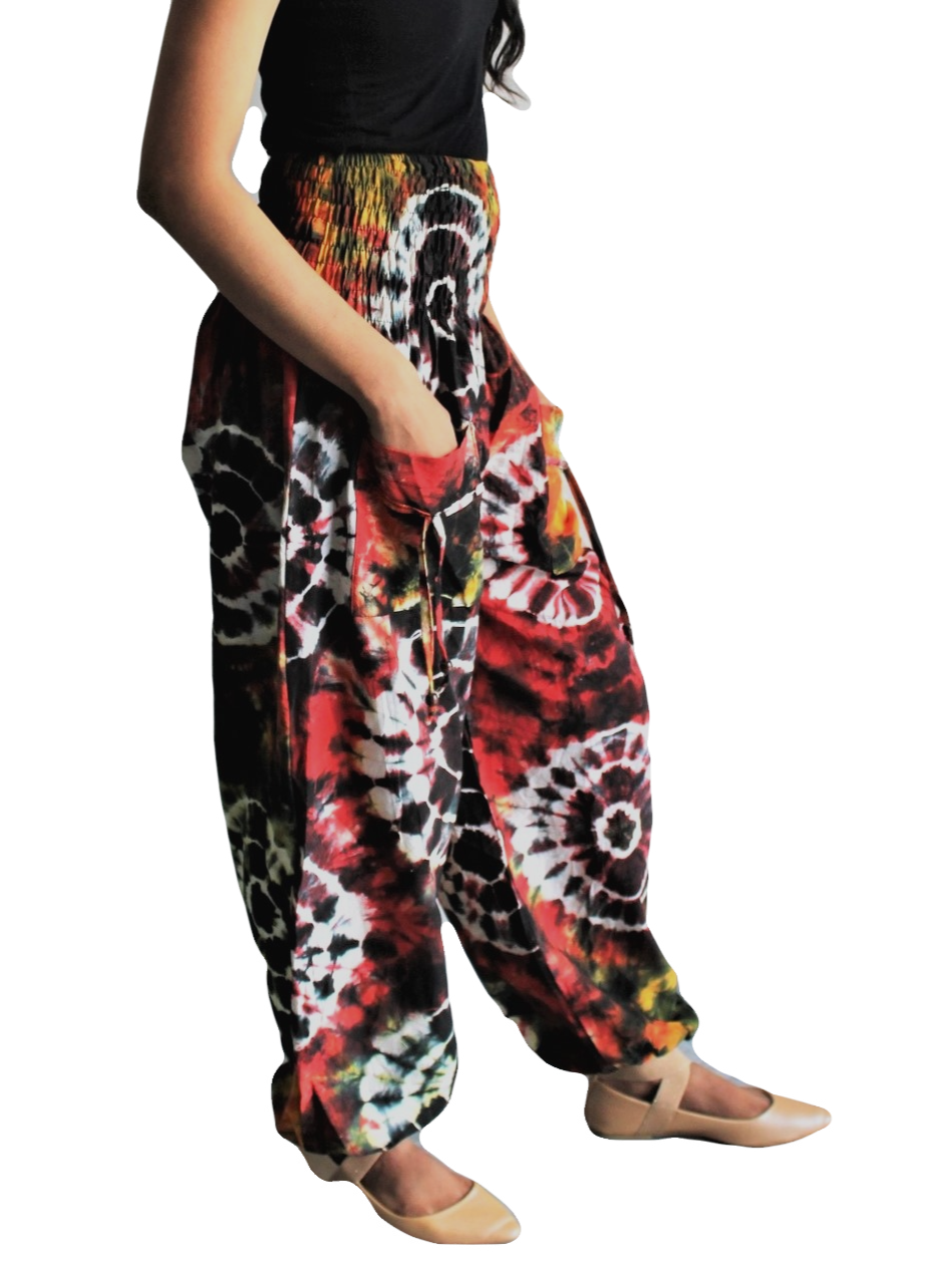 Thumbnail: Circle Tie Dye Pocket RAYON Natan Trousers (in 3 Colours)