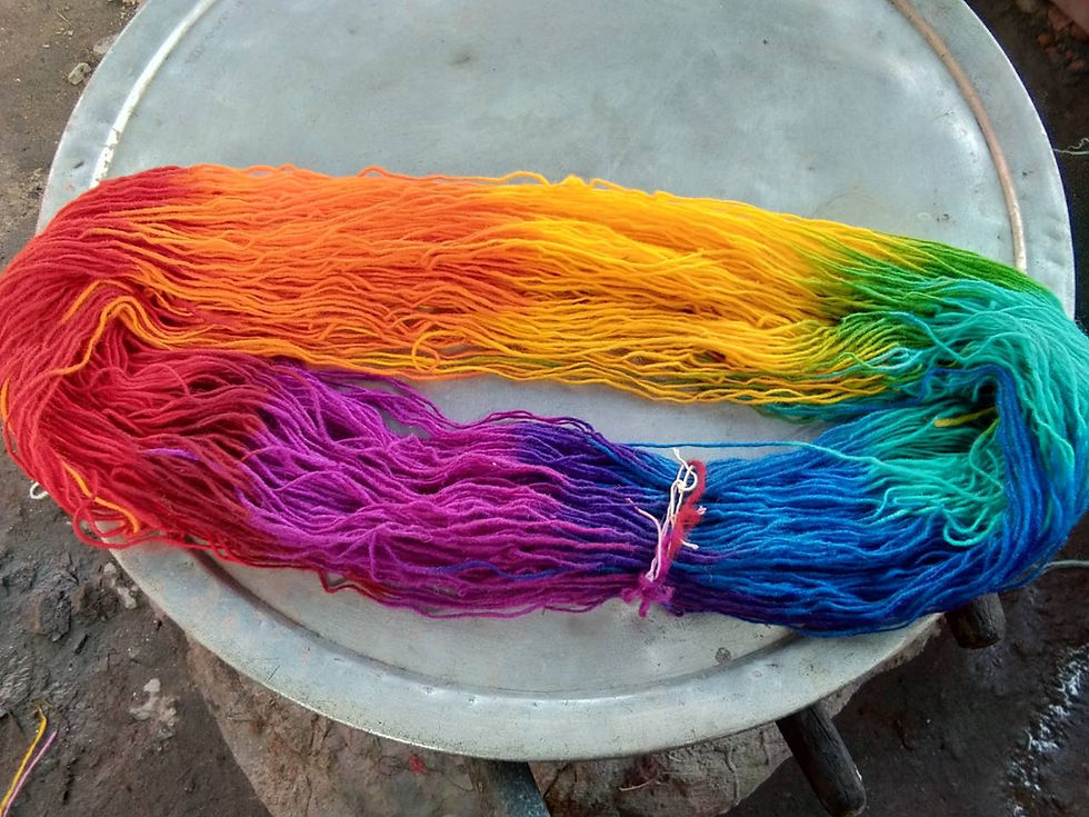 Thumbnail: Bobble Wool Hat "Rainbow Burst" Fleece Lined