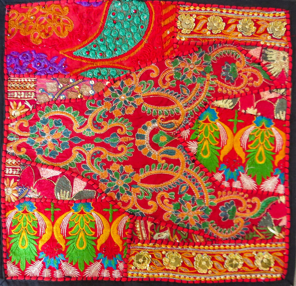 Thumbnail: Cushion Cover (or Wallpiece) Vintage  Embroidery Patchwork 2