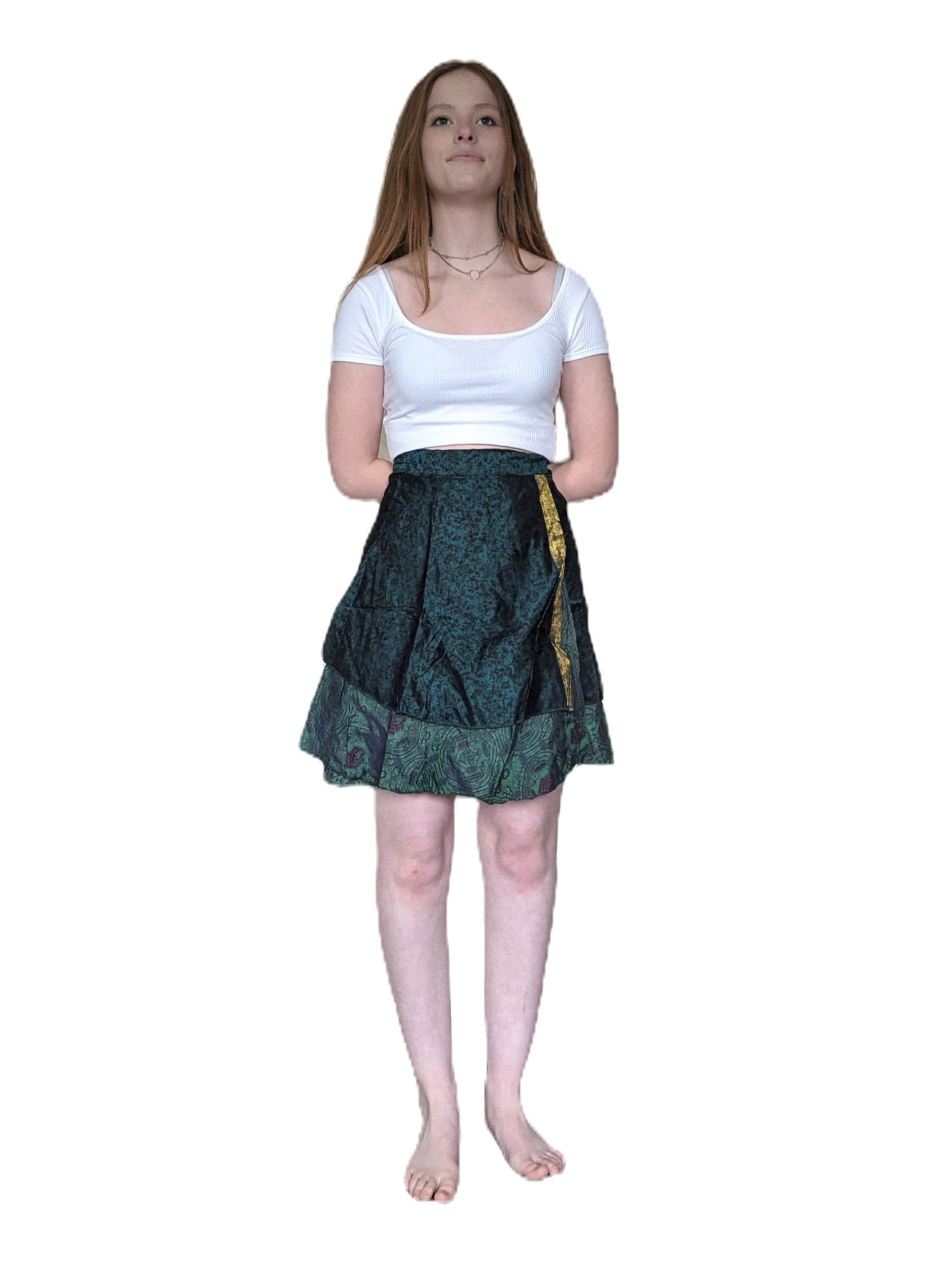 Upcycled Sari Short Wrap Skirt (Various Materials and Colours)