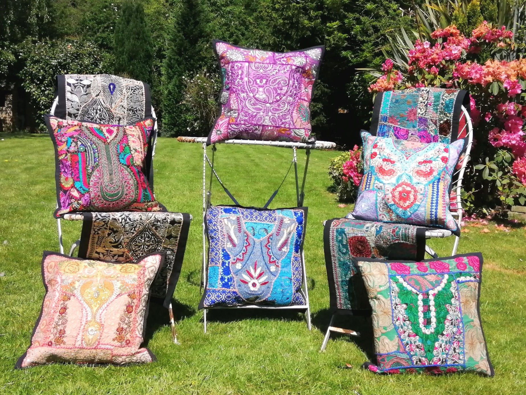 Cushion Cover (or Wallpiece) Vintage  Embroidery Patchwork 1