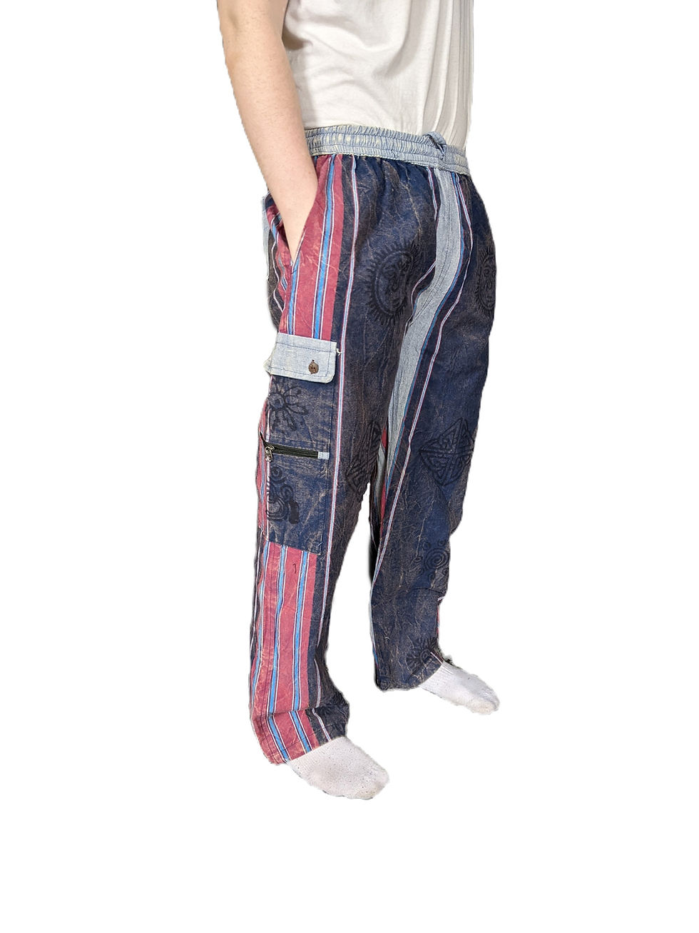 Thumbnail: Shyama Heavy Duty Cotton Box Pocket Trousers with Blockprint