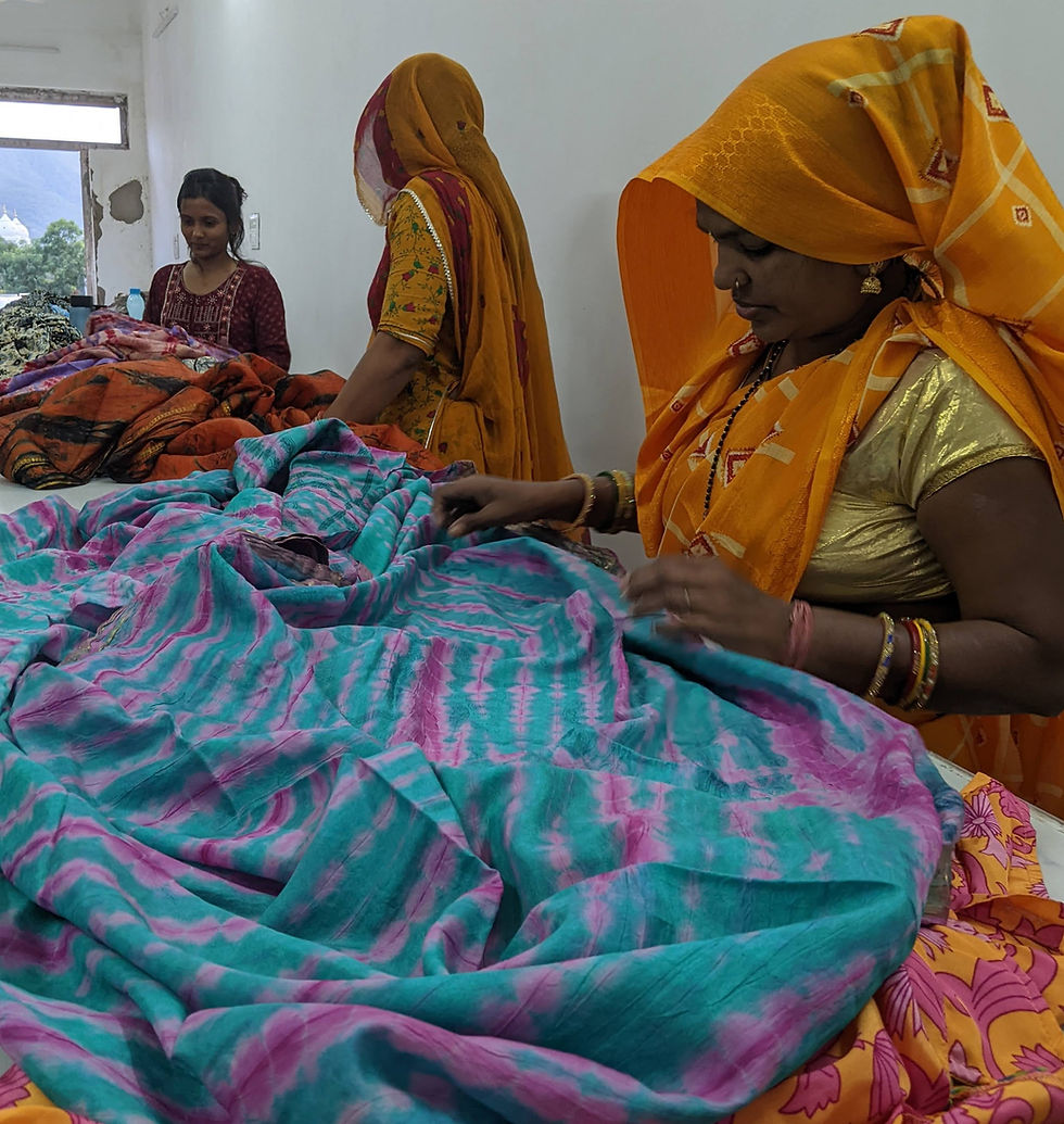 Thumbnail: 100% Silk Upcycled Tie Dyed Sari Long Wrap Skirt (Various Colours)