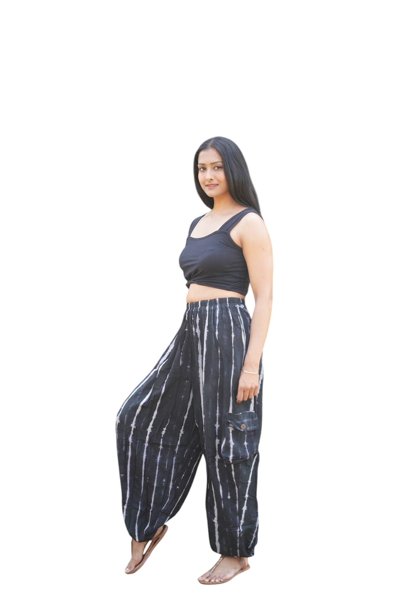 Soft Rayon Slouchy Baggy Side Pocket and Knee Box Pocket Trousers