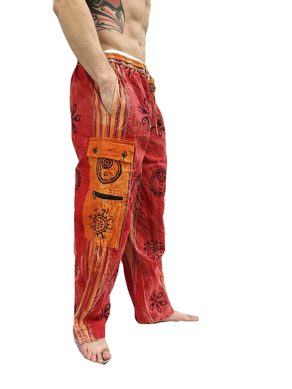 Thumbnail: Shyama Heavy Duty Cotton Box Pocket Trousers with Blockprint