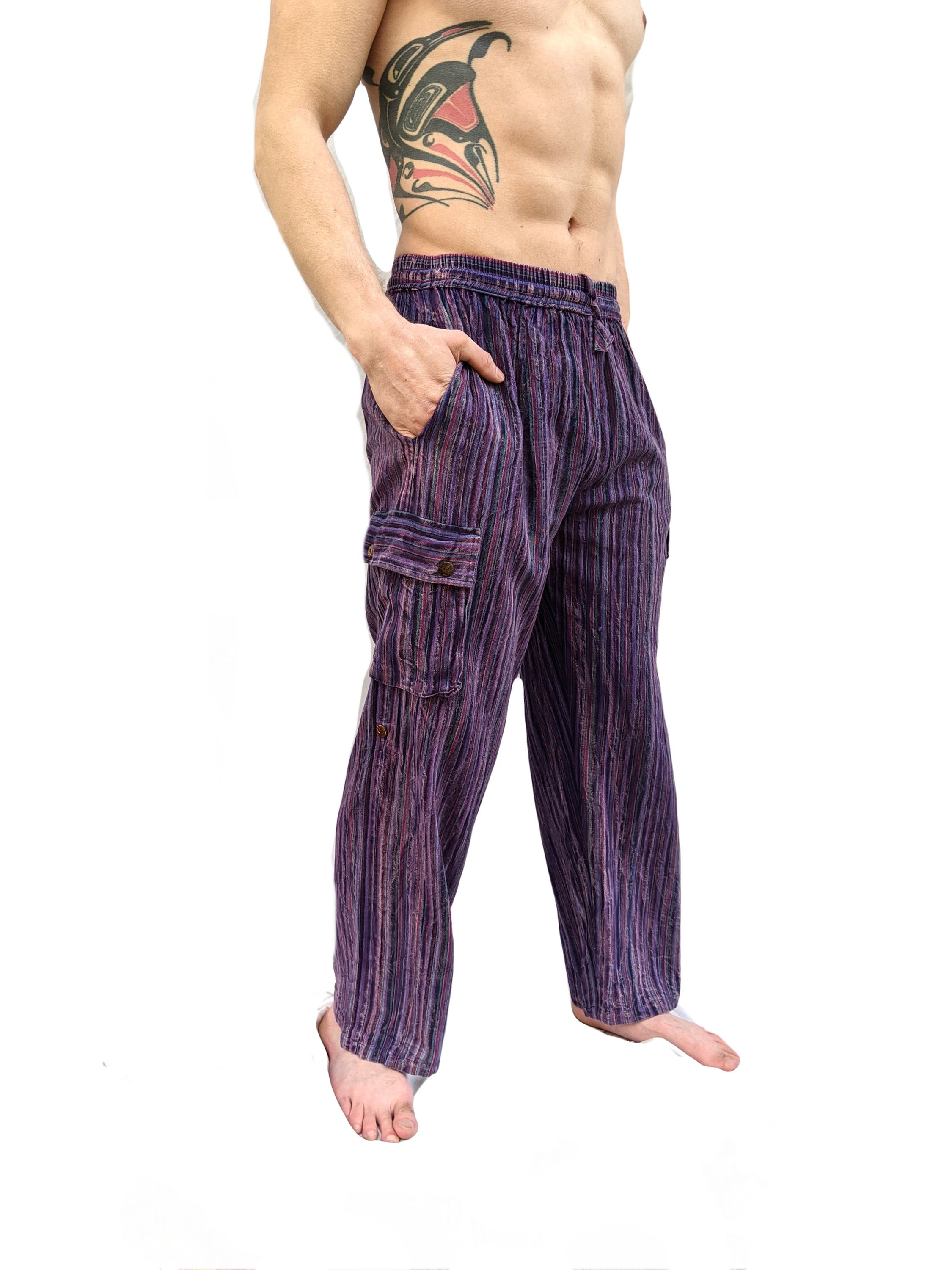 Nepal Stripe  Stonewashed Overdyed  Box Pocket Trouser in 8 Colours
