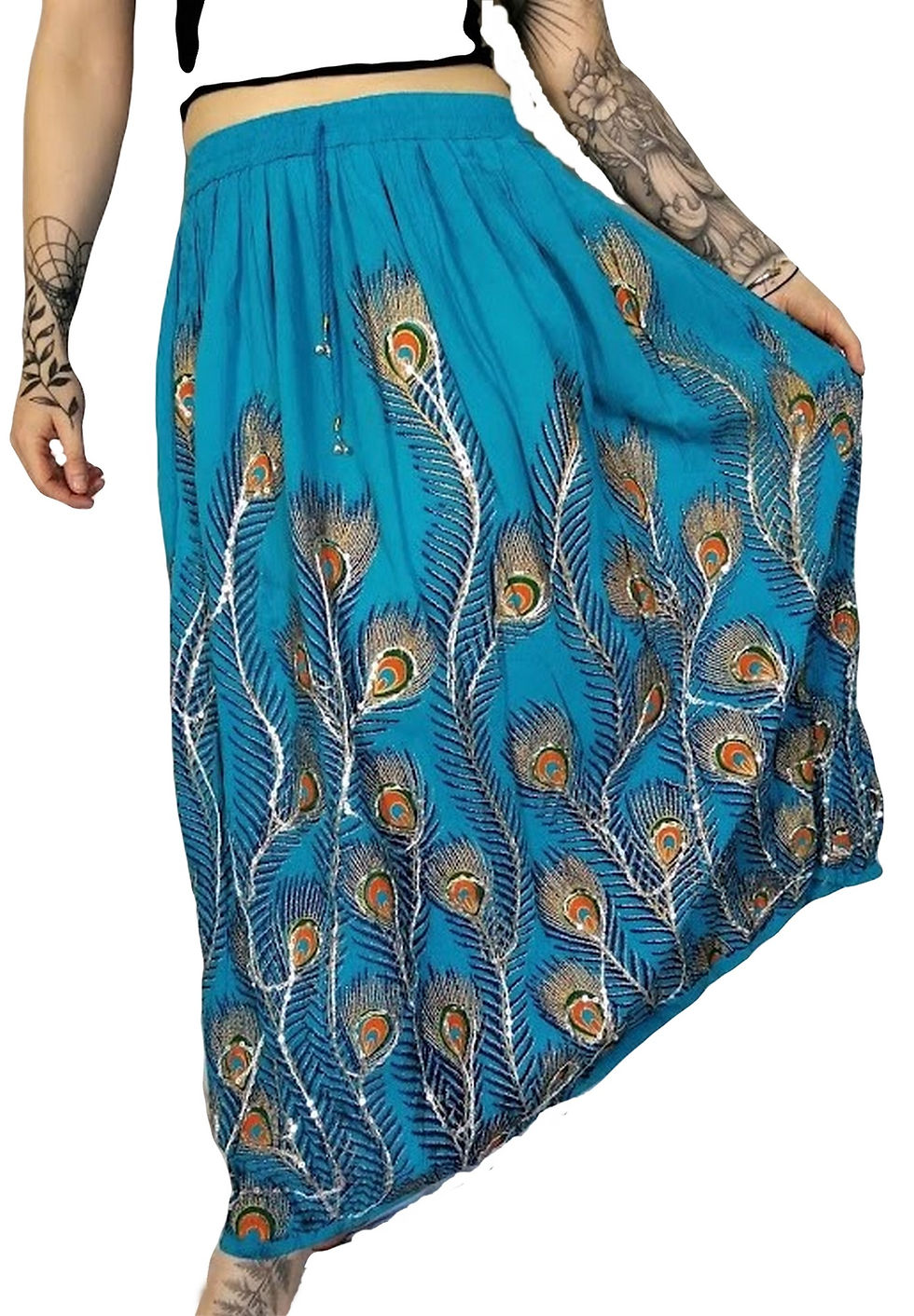 Peacock Embroidered Skirt (in 4 Colours)