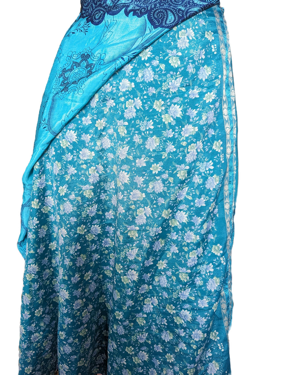 Thumbnail: Recycled Sari Long Wrap Skirt (Various Colours)
