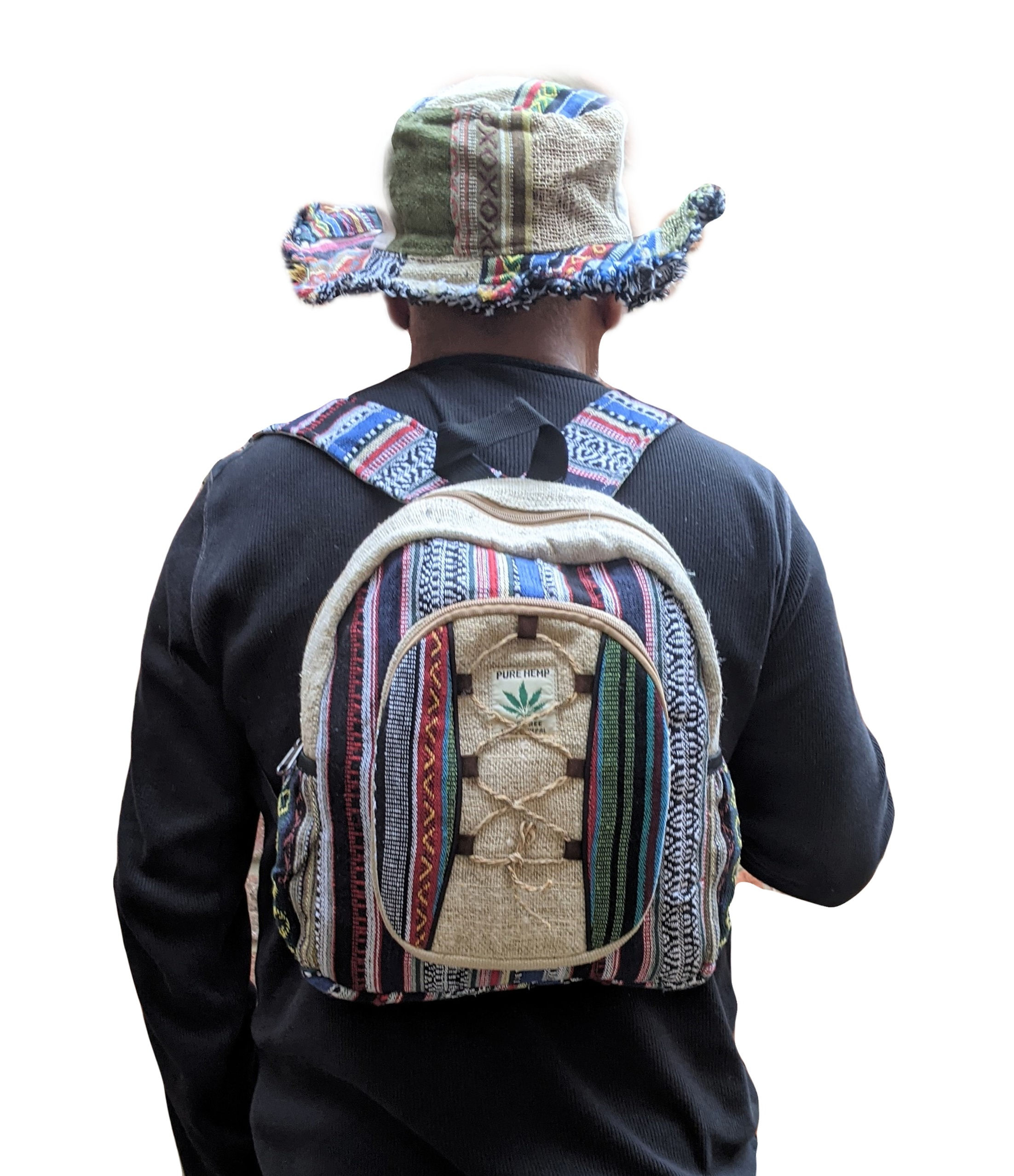 Small Backpack Hemp Cotton Plain Criss Cross