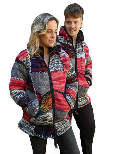 Patchwork fur lapel hooded jacket main image 1