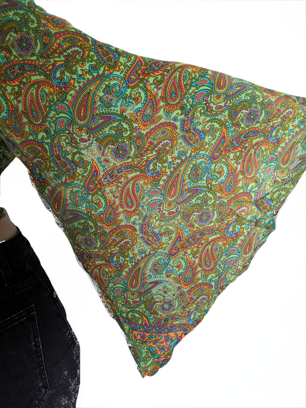 Thumbnail: Paisley Print  Kimono Sleeve Soft Silk Polyester Wrap Top (in 3 Colours)