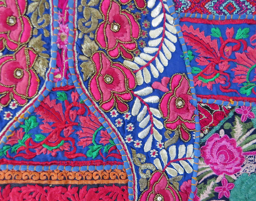 Thumbnail: Cushion Cover (or Wallpiece) Vintage  Embroidery Patchwork 2
