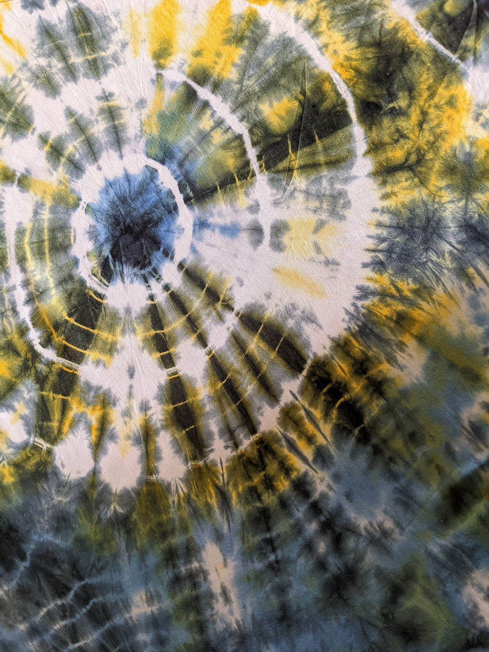 Thumbnail: Cotton Circle Tie Dye Green Yellow Dungarees