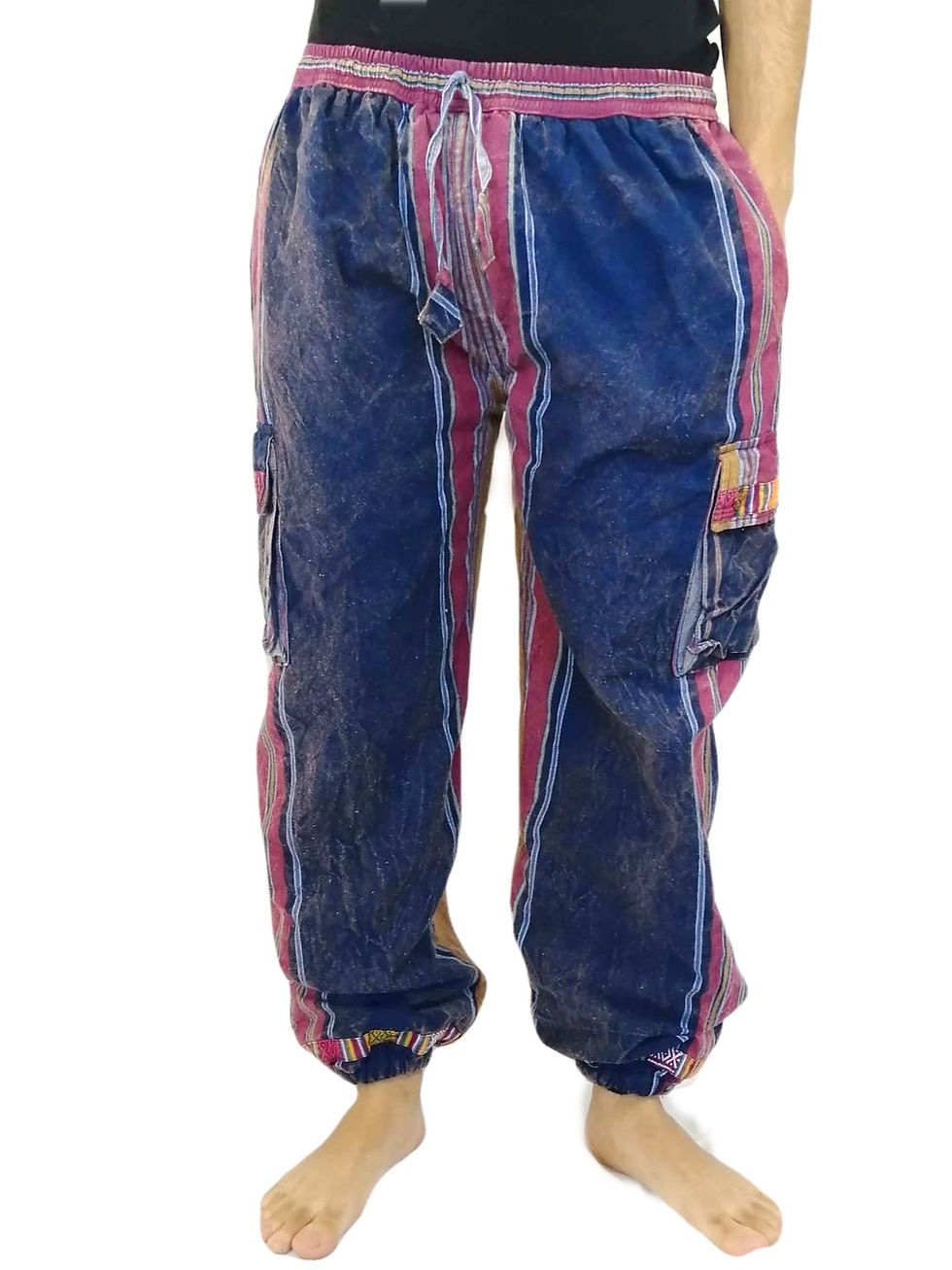 Thumbnail: Fleece Lined Heavy Shyama Cotton Trim Trousers with Tie Strings (in 2 Colours)
