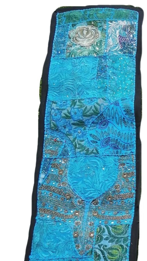 Thumbnail: Runner Turquoise  Upcycled Patchwork Embroidery