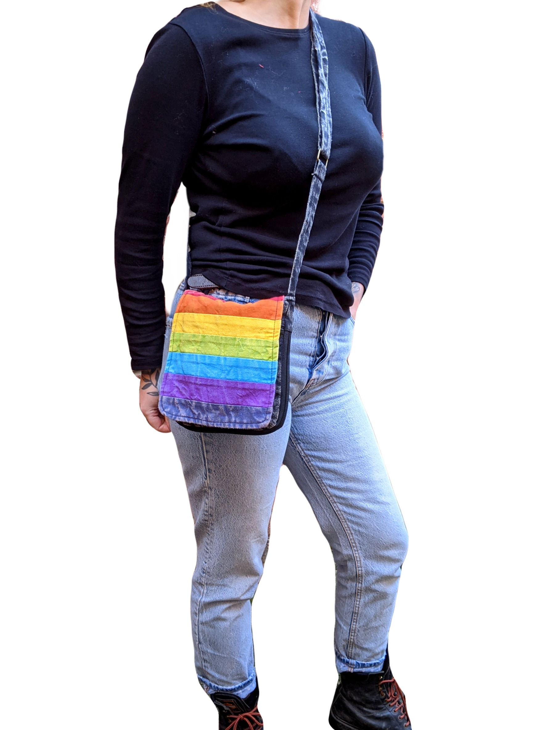 Rainbow Zip and Fold Small Shoulder Bag (4 Colours)