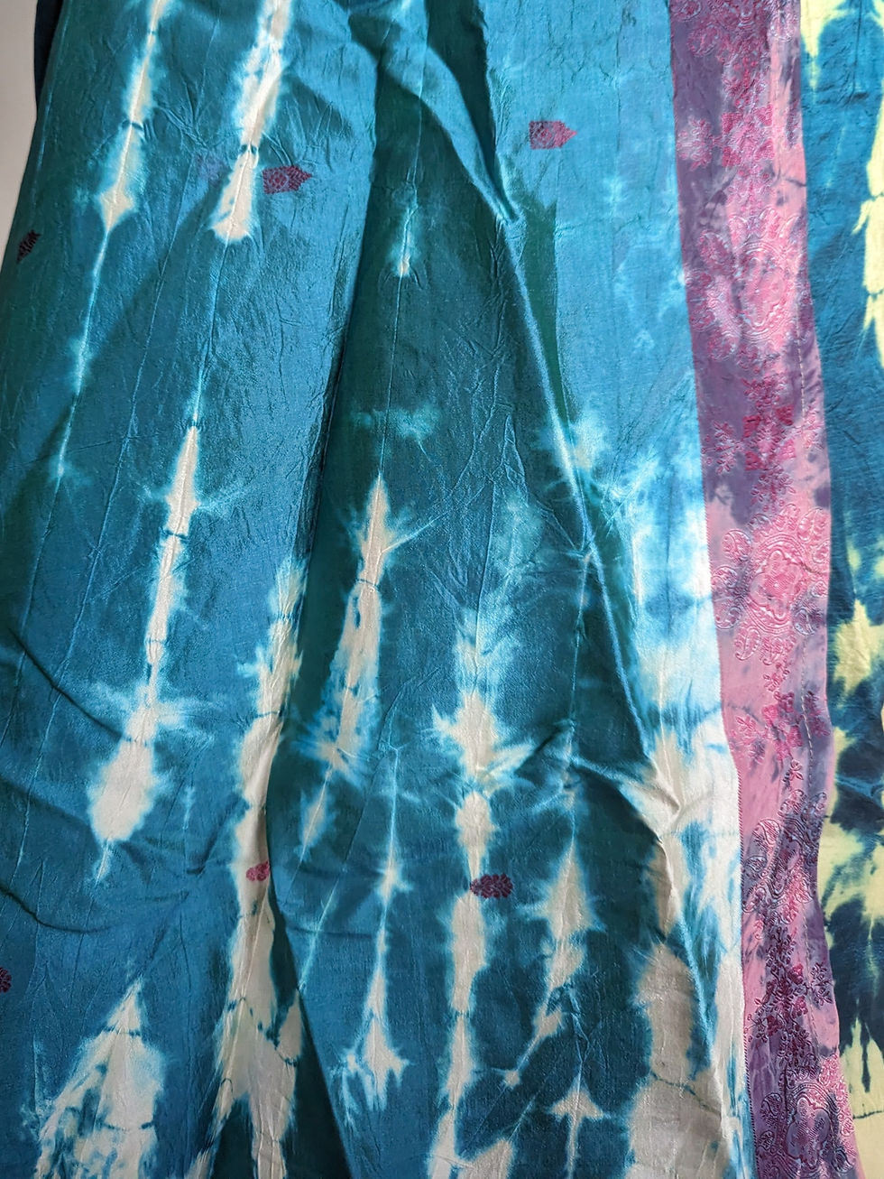 Thumbnail: 100% Silk Upcycled Tie Dyed Sari Long Wrap Skirt (Various Colours)