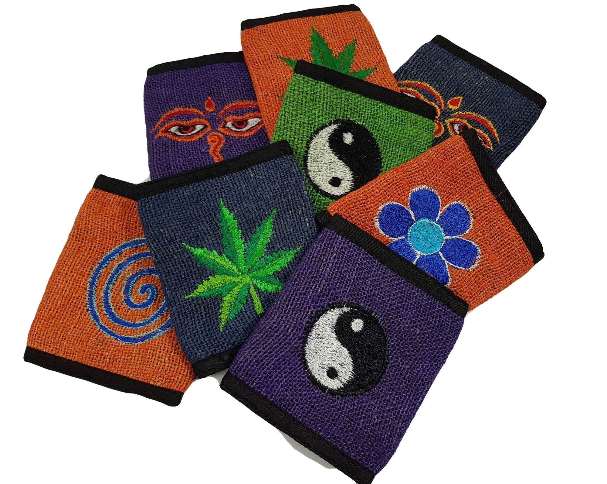 Hemp Velcro Fold Wallet With Design