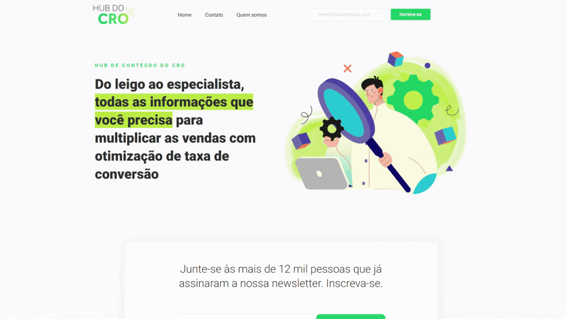 Hub de conteúdo orgânico desenvolvido para estratégia de growth marketing e CRO