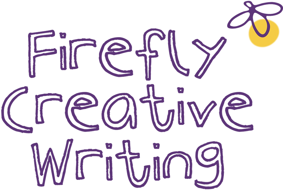 Purple hand-drawn Firefly Creative Writing text with a yellow firefly icon in the top right.
