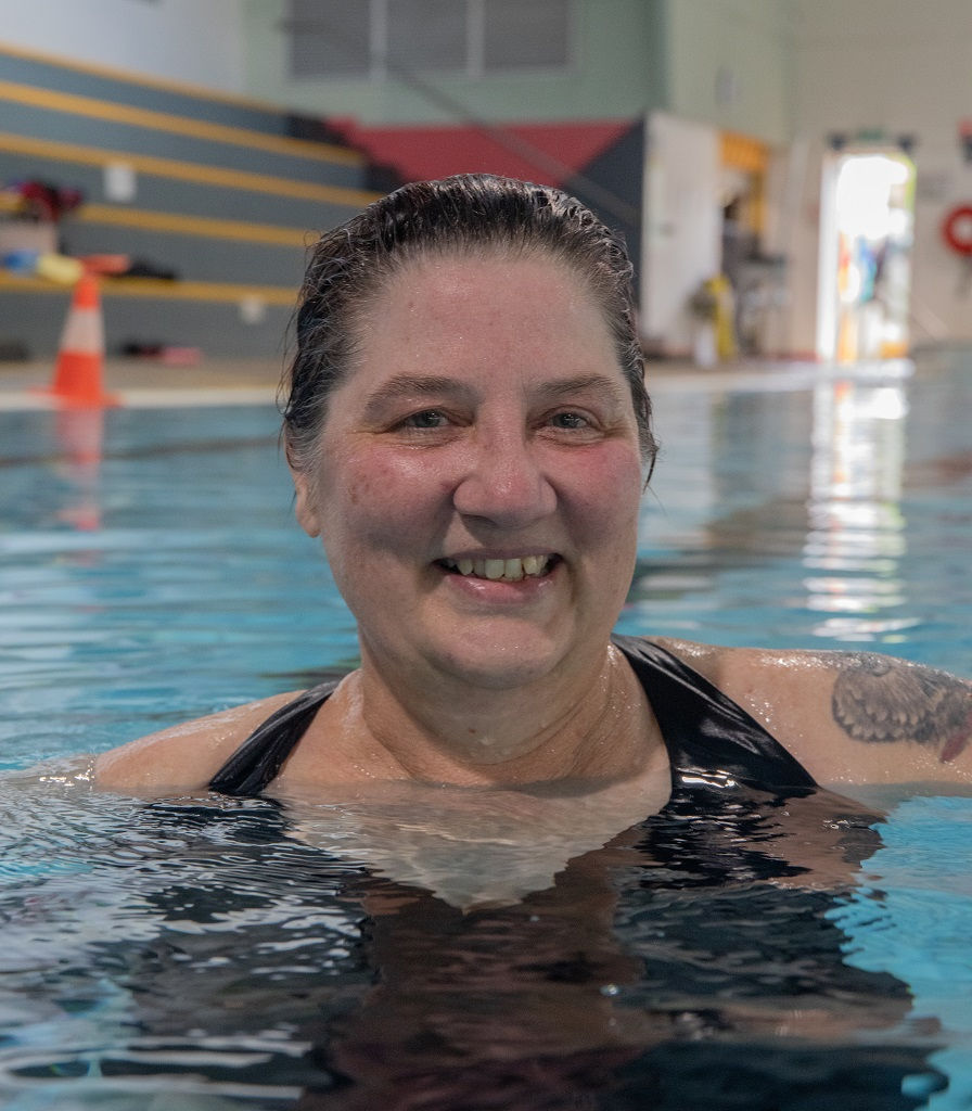 Portrait of a lady in the pool