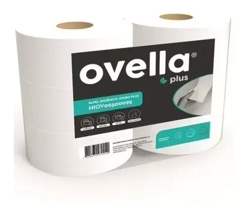Papel Higiénico Jumbo, 500 mts, 4 rollos, 1 hoja, blanco,