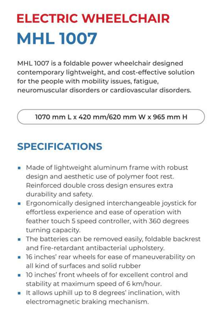 Thumbnail: MHL 1007 Electric Wheelchair Lid acid Battery