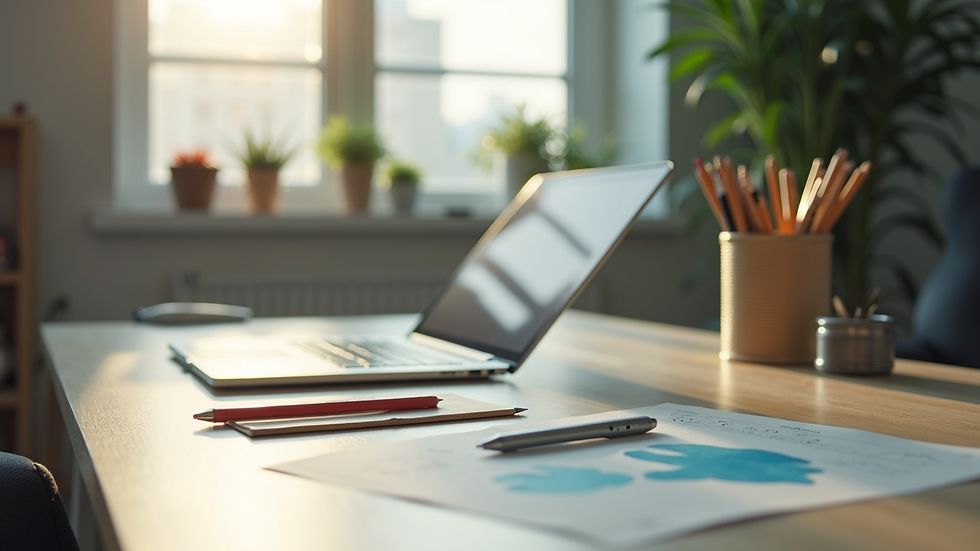 Close-up view of a serene and organized workspace