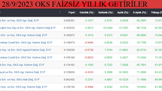 28 Eylül 2023 OKS Faizsiz Fonlarda En İyiler