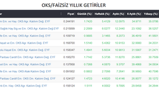 30 Nisan 2024 OKS Faizsiz Fonlarda En İyi Getiriler
