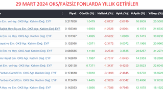 29 Mart 2024 OKS Faizsiz Fonlarda En İyiler