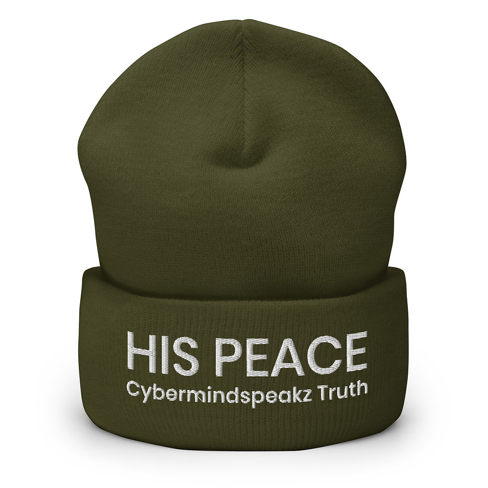 Thumbnail: Cuffed Beanie - His Peace - White Text