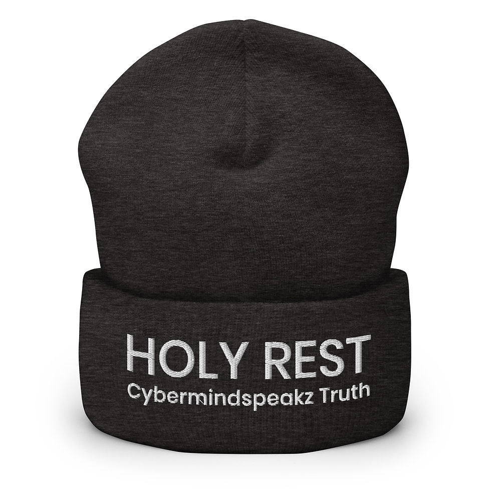 Thumbnail: Cuffed Beanie - Holy Rest - White Text