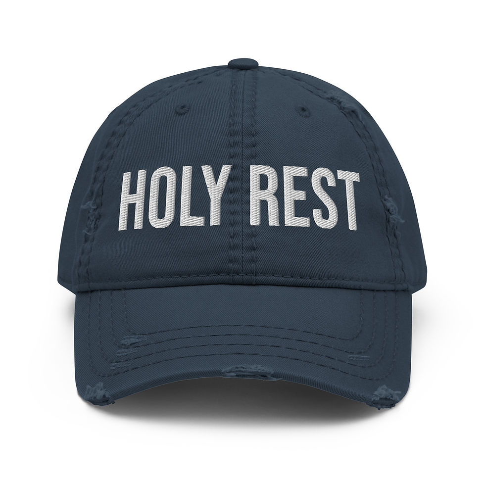 Thumbnail: Distressed Dad Hat - Holy Rest - White Text