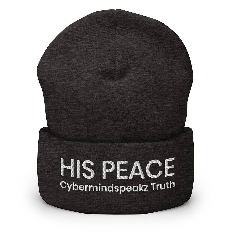 Thumbnail: Cuffed Beanie - His Peace - White Text