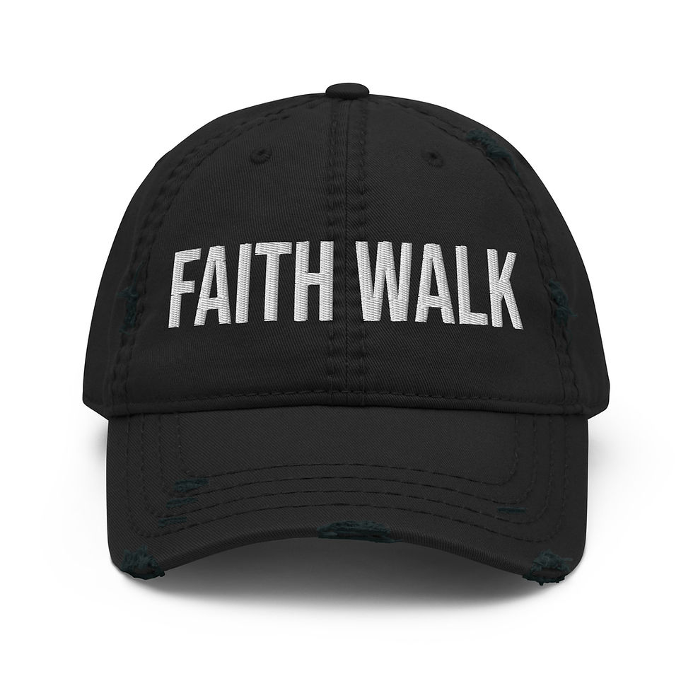 Thumbnail: Distressed Dad Hat - Faith Walk - White Text